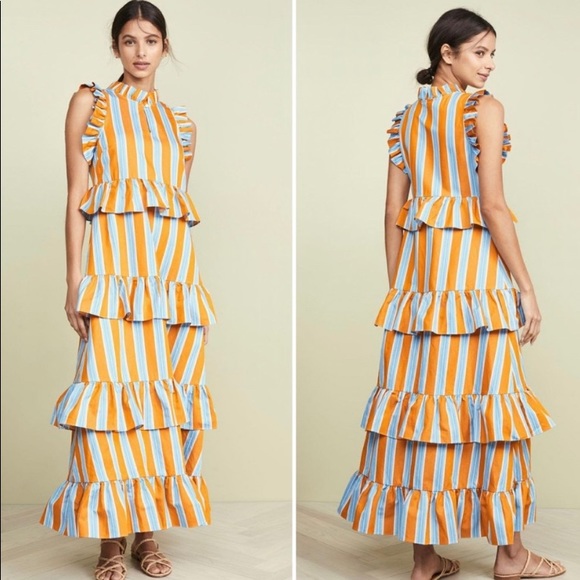 MDS Stripes Cotton Soirée Dress - Picture 5 of 8